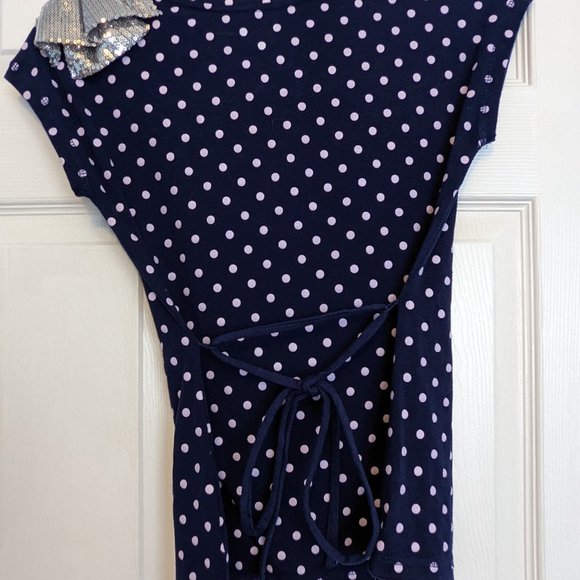 Justice Girls Navy Knit Top With Sequin Bow Shoulder Detail Size 14 (Bundle) - Picture 3 of 6